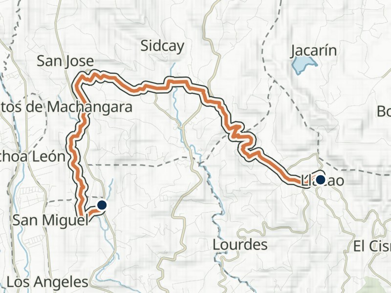 Mapa de relieve de Cerro Cachaulo - Llacao