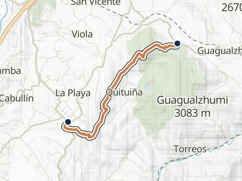 Mapa de relieve de Cerro Guagualzhumi - Paccha