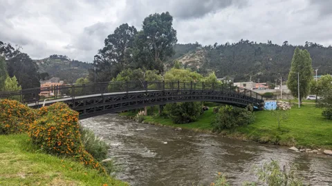 Un puente peatonal sobre el río