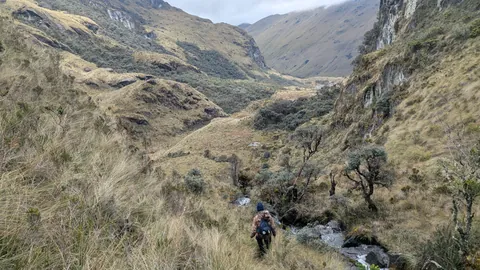 Un valle sinuoso entre laderas empinadas