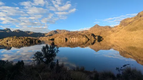 Luz de la mañana sobre una laguna tranquila