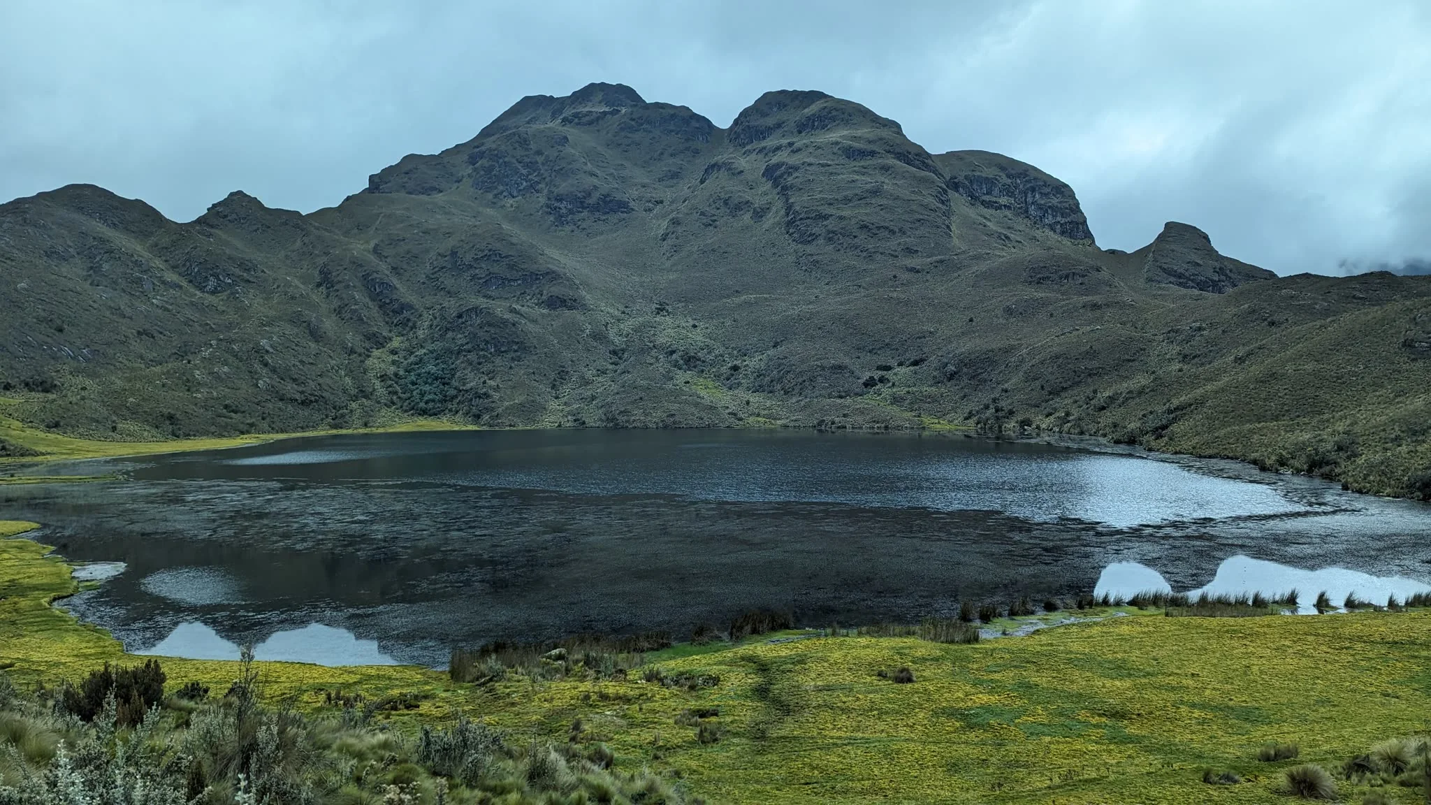 Humedales verdes bajo las laderas de Togllacocha.